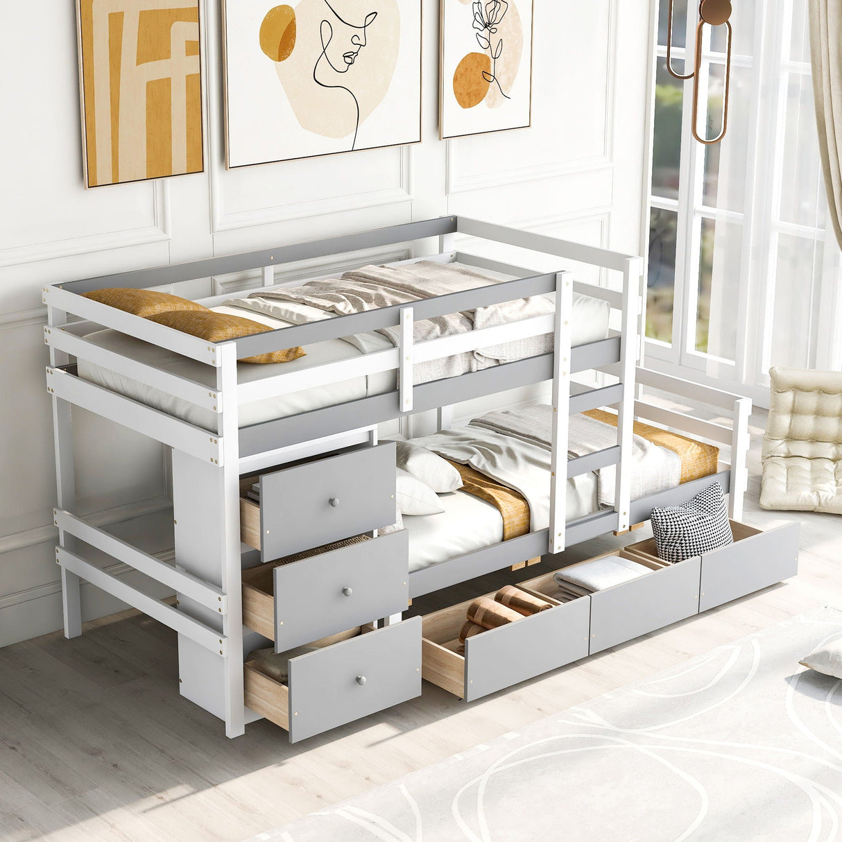 Loft Bunk Bed With Drawers And Ladder