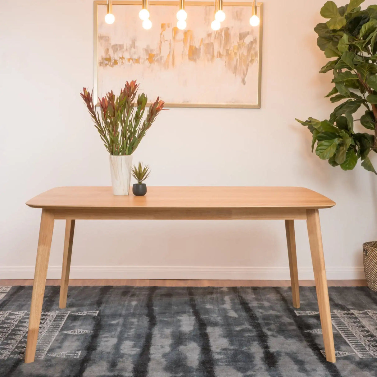 Retro Dining Table With Faux Wood Top