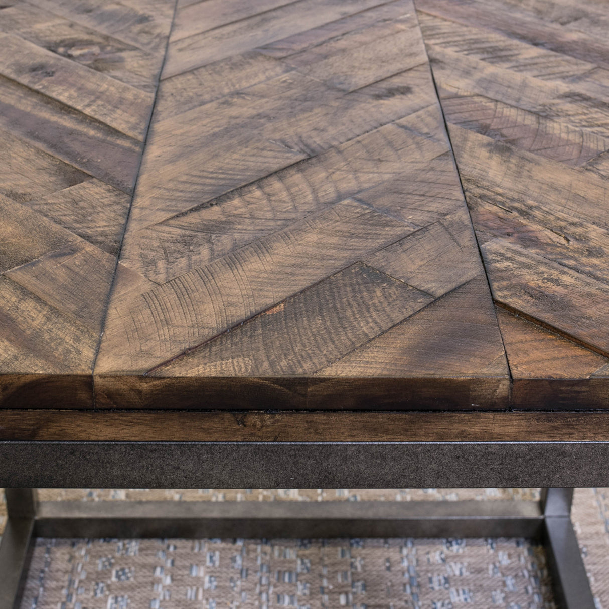 Lorenzo Chevron Acacia Wood & Metal Table Collection