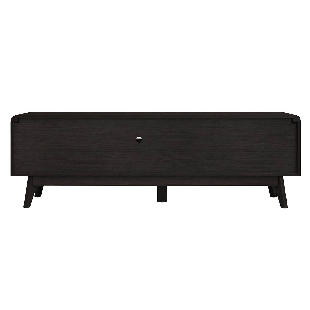 63'' Dark Rattan TV Stand with 2 Storage Cabinets and Solid Wood Legs