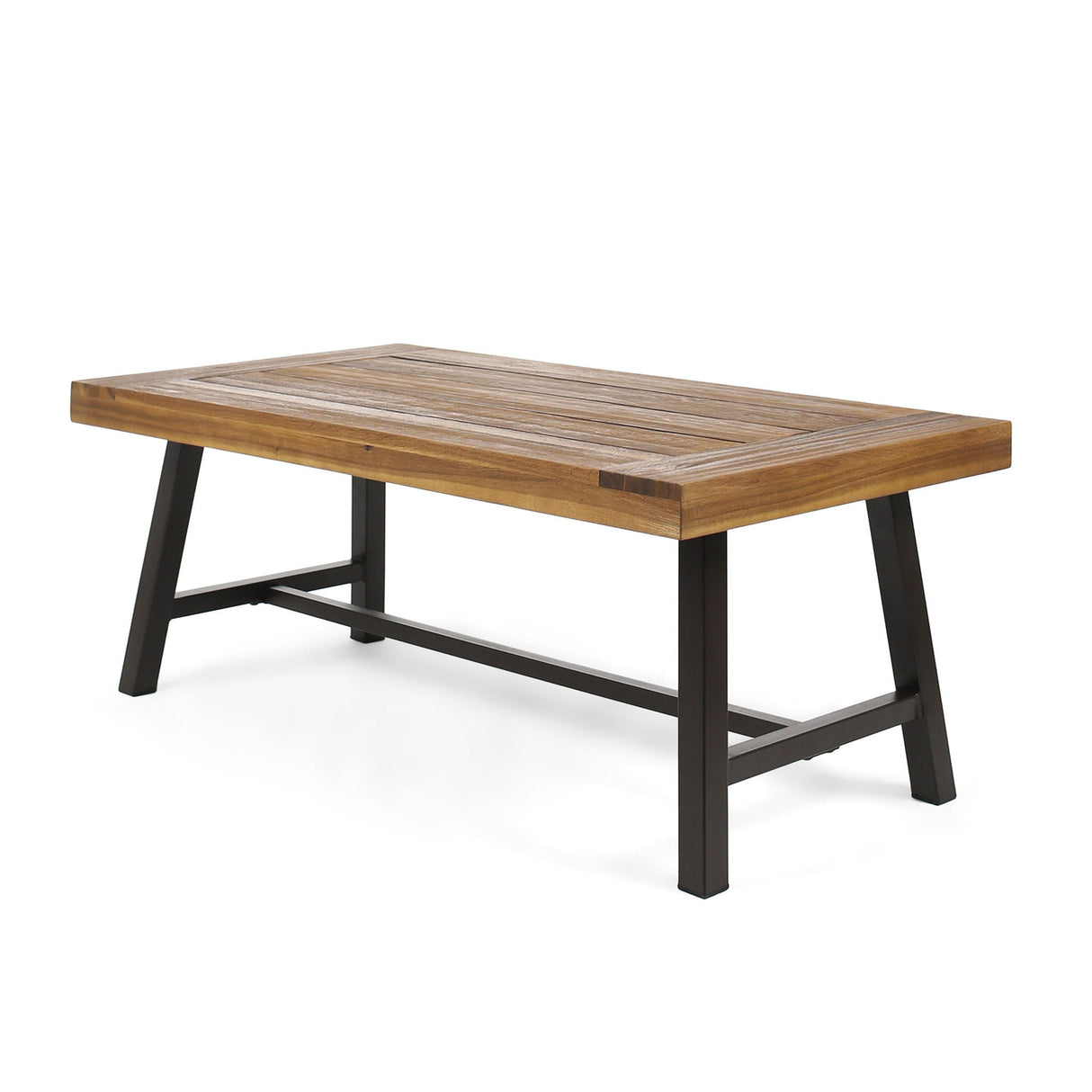 Carlisle Industrial Coffee Table with Slat Panel Design - Natural