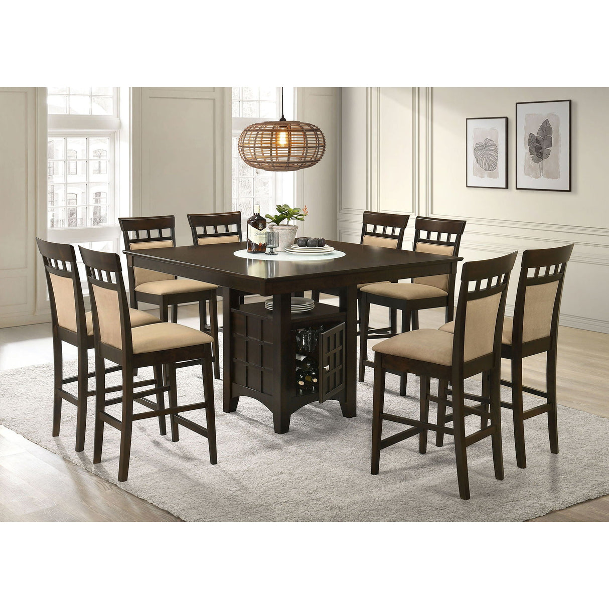 Upholstered Counter Height Stools (Set of 2) - Beige / Brown