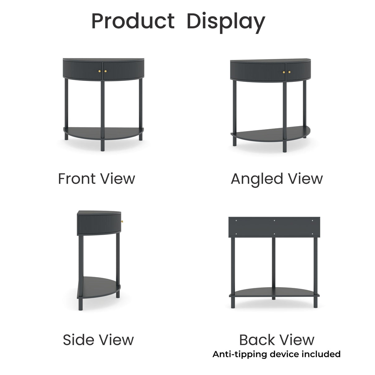 Demi Lune - Console Table With 2 Storage Drawers