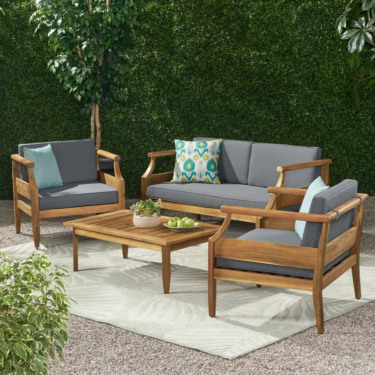 Aston Outdoor 4 Seater Chat Set with Cushions