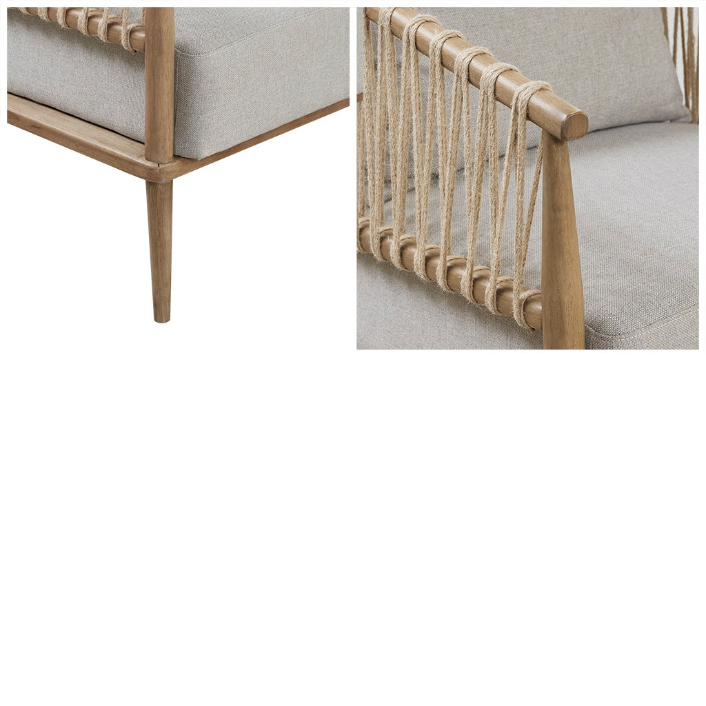 Accent Chair with Weave Rope Design and Seat Cushion