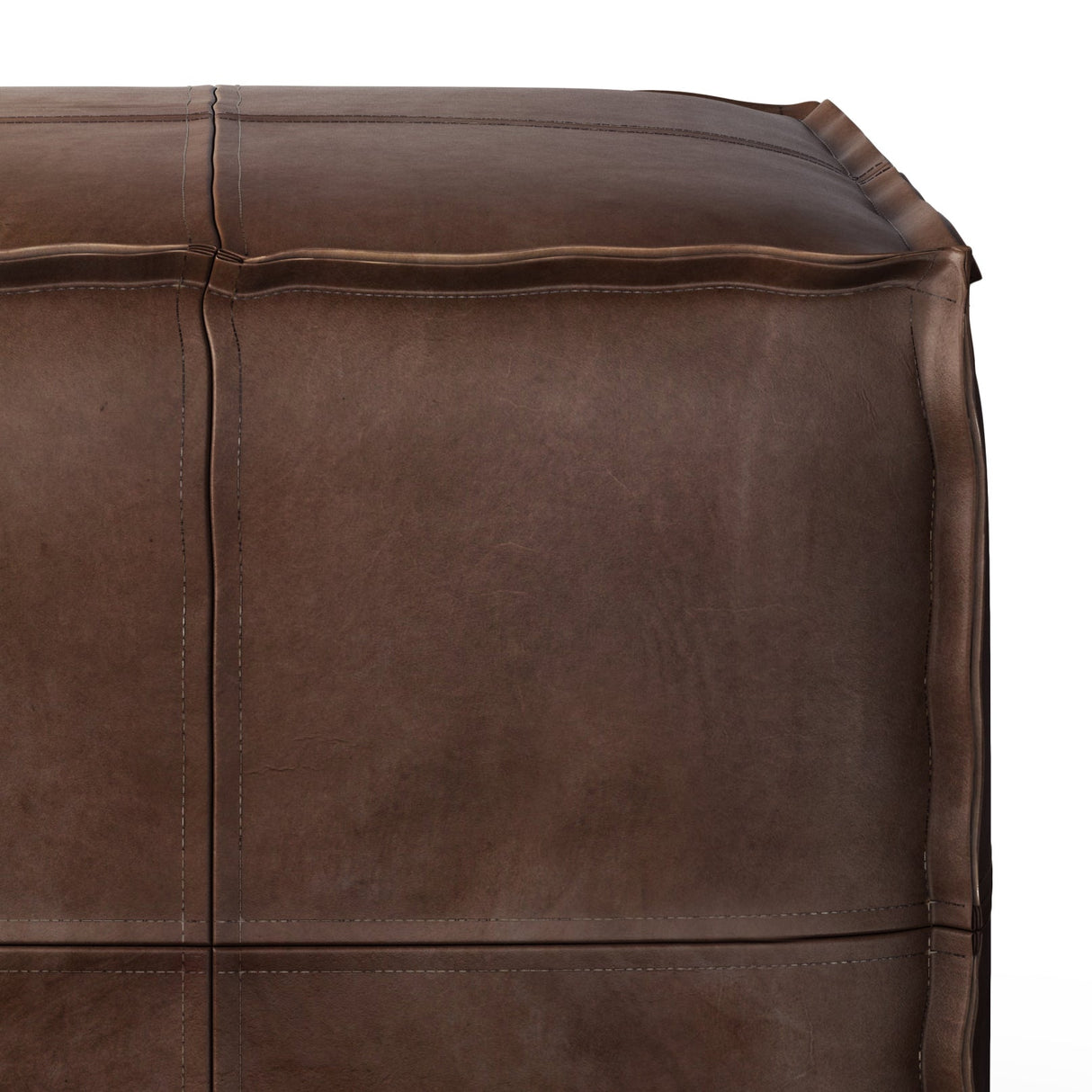Brody Square Pouf Distressed Dark Brown