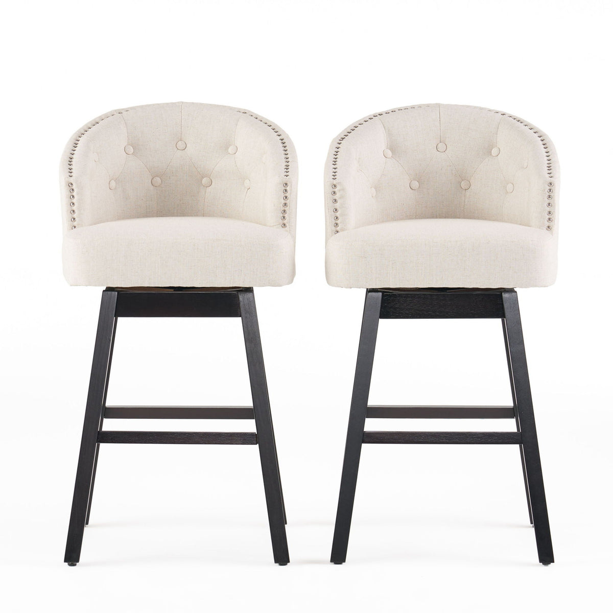360 Degree Swivel Bar Stool With Stunning Nailhead Trim (Set of 2)