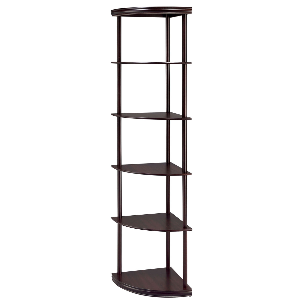 Corner Bookcase With 5 Shelves, Compact Design For Living Room - Cappuccino
