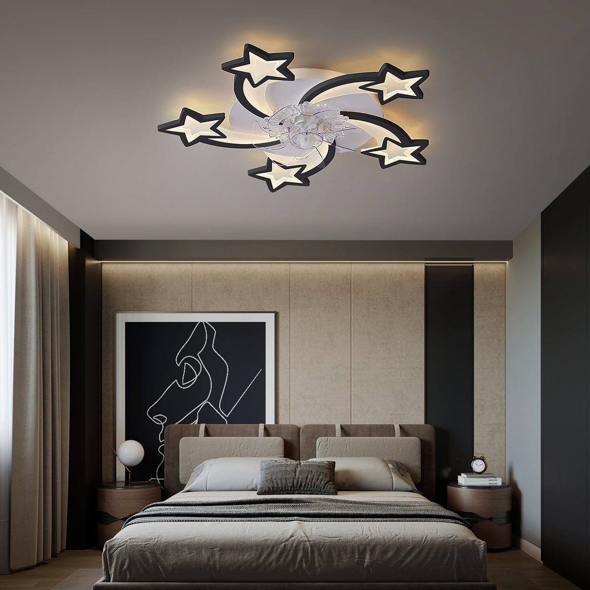 29 Inches Ceiling Fan with Lights Remote Control Dimmable LED