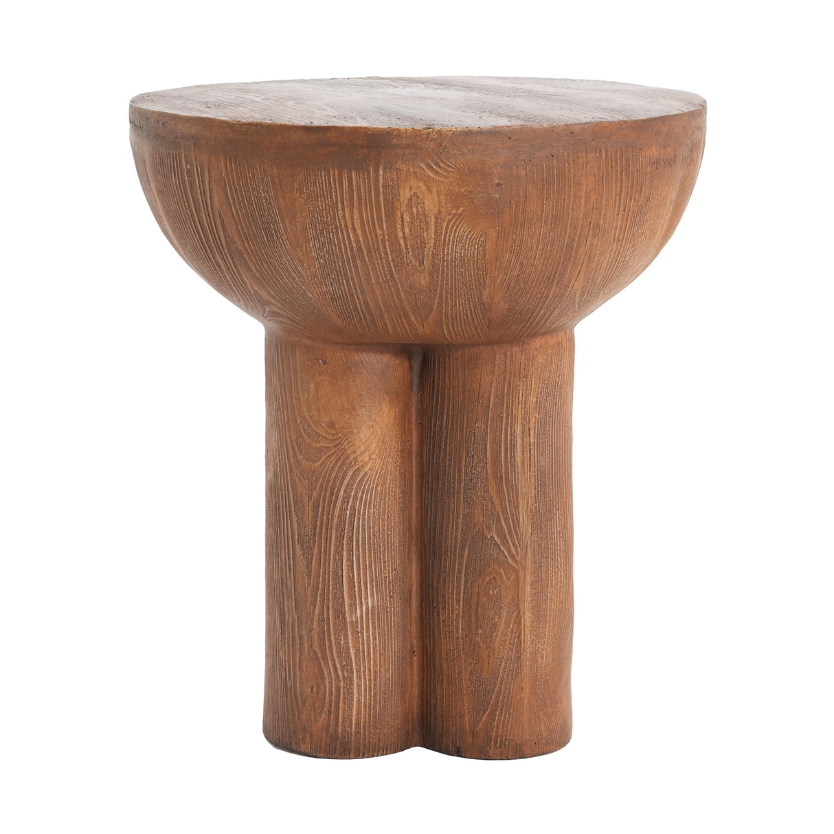 Iris Outdoor Patio Three-Legged Wood-Grain Side Table