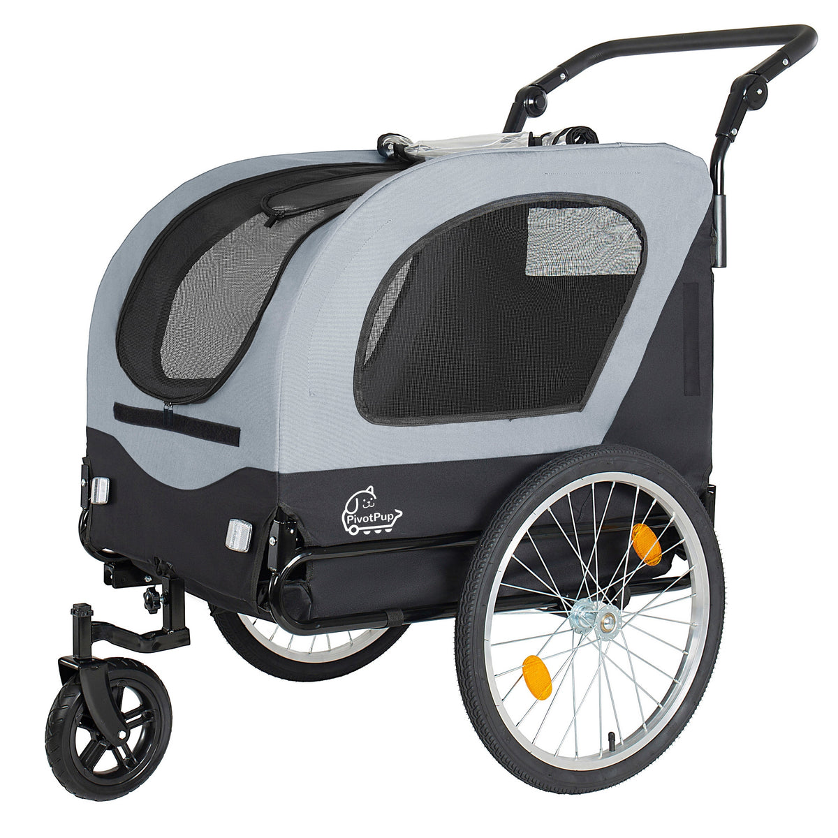 2-in-1 Bike Trailer & Pet Stroller for Dogs up to 110lbs with Weather Cover - Black, Red, or Blue