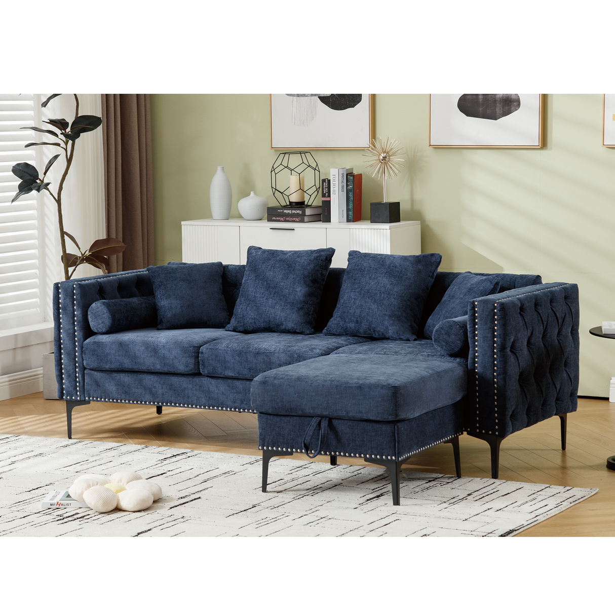 Modern Lounge Chenille Sectional Sofa