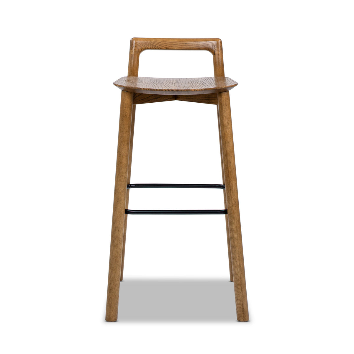 Modern Minimalist Low Back Barstool with Iron Footrest - Walnut