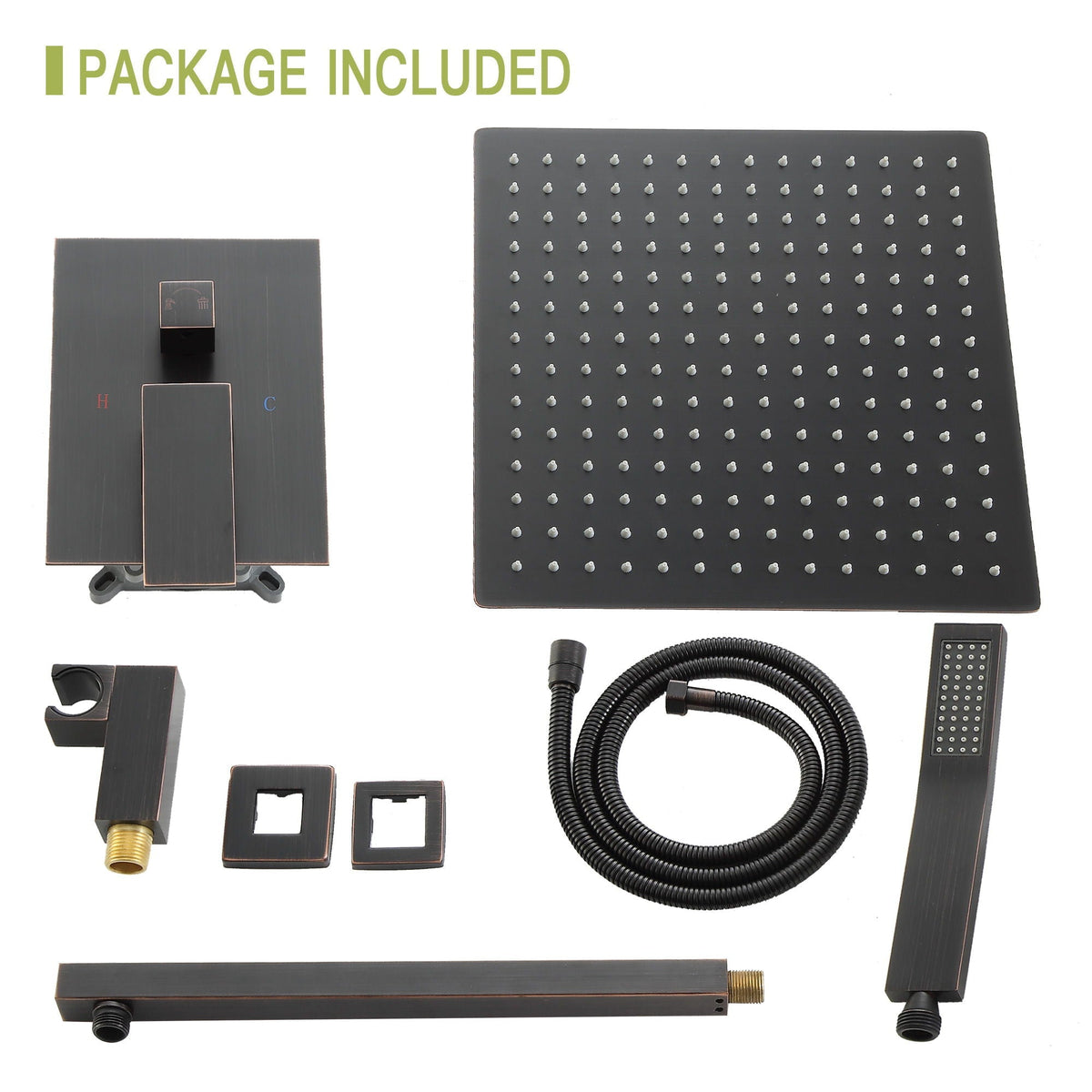 Dual Shower Head 10" Wall Mounted Shower System with Anti-Scald Valve - Black, Gold, or Gray