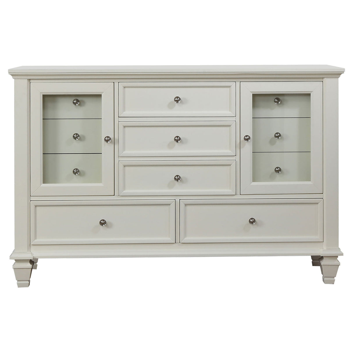 Cortina - 4 Piece Queen Bedroom Set With Ornate Panels And Storage - Cream White