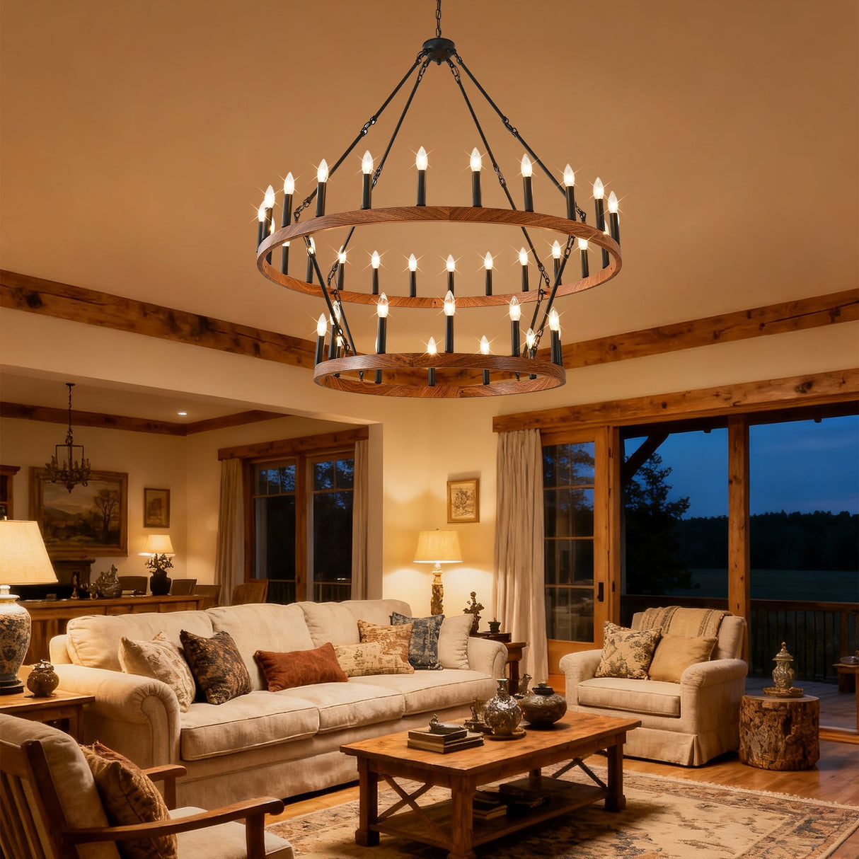 47.24 Inch Large Wagon Wheel Chandelier