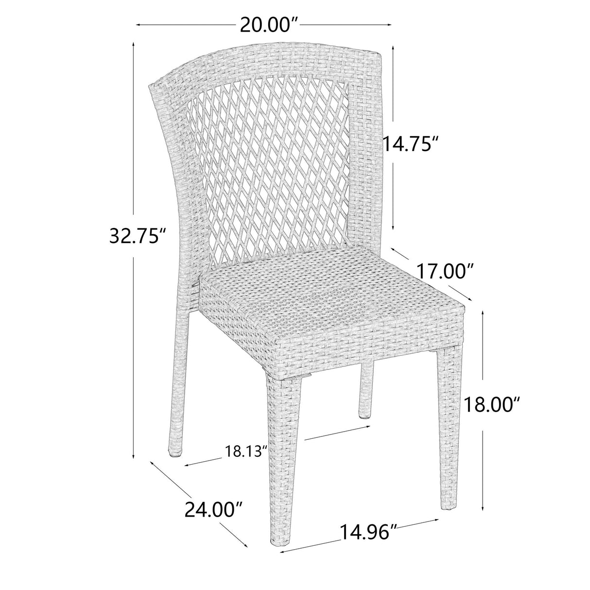 Farley Stacking Sidechair (Set of 2) With Open Backrests - Gray