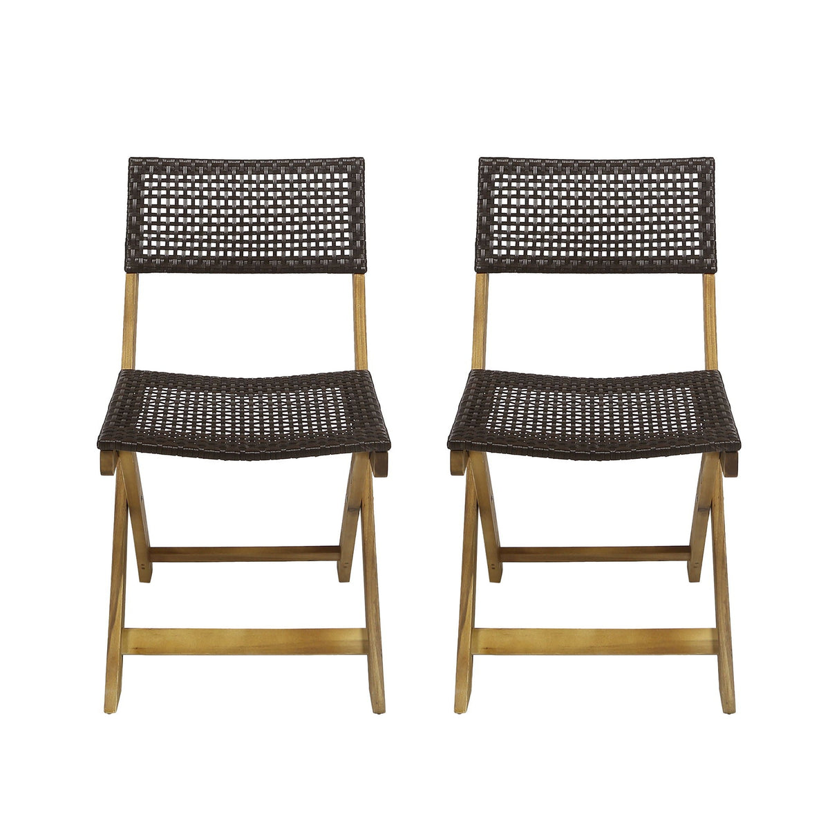 Bistro Foldable Chair With Wicker Backrest