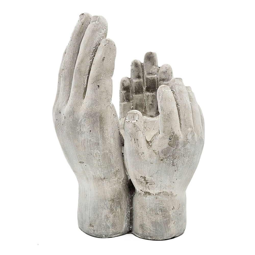 Set of 2 6x6x9' Accepting Hands Accent Cement Hand Decor