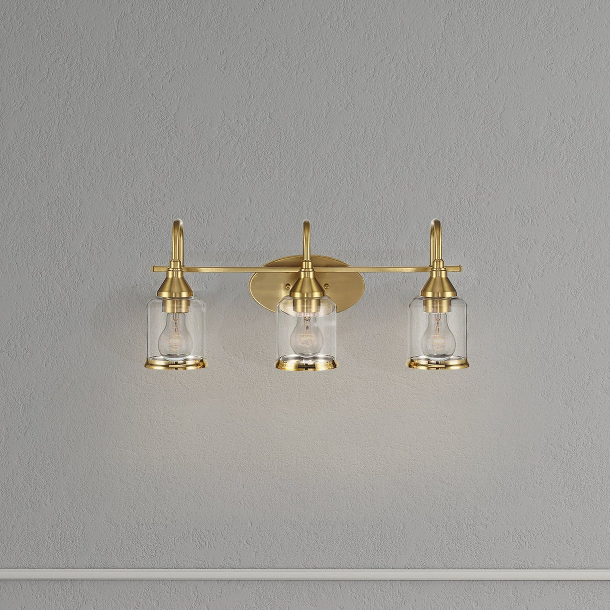 3 Lights Brush Vanity Light - Clear / Gold