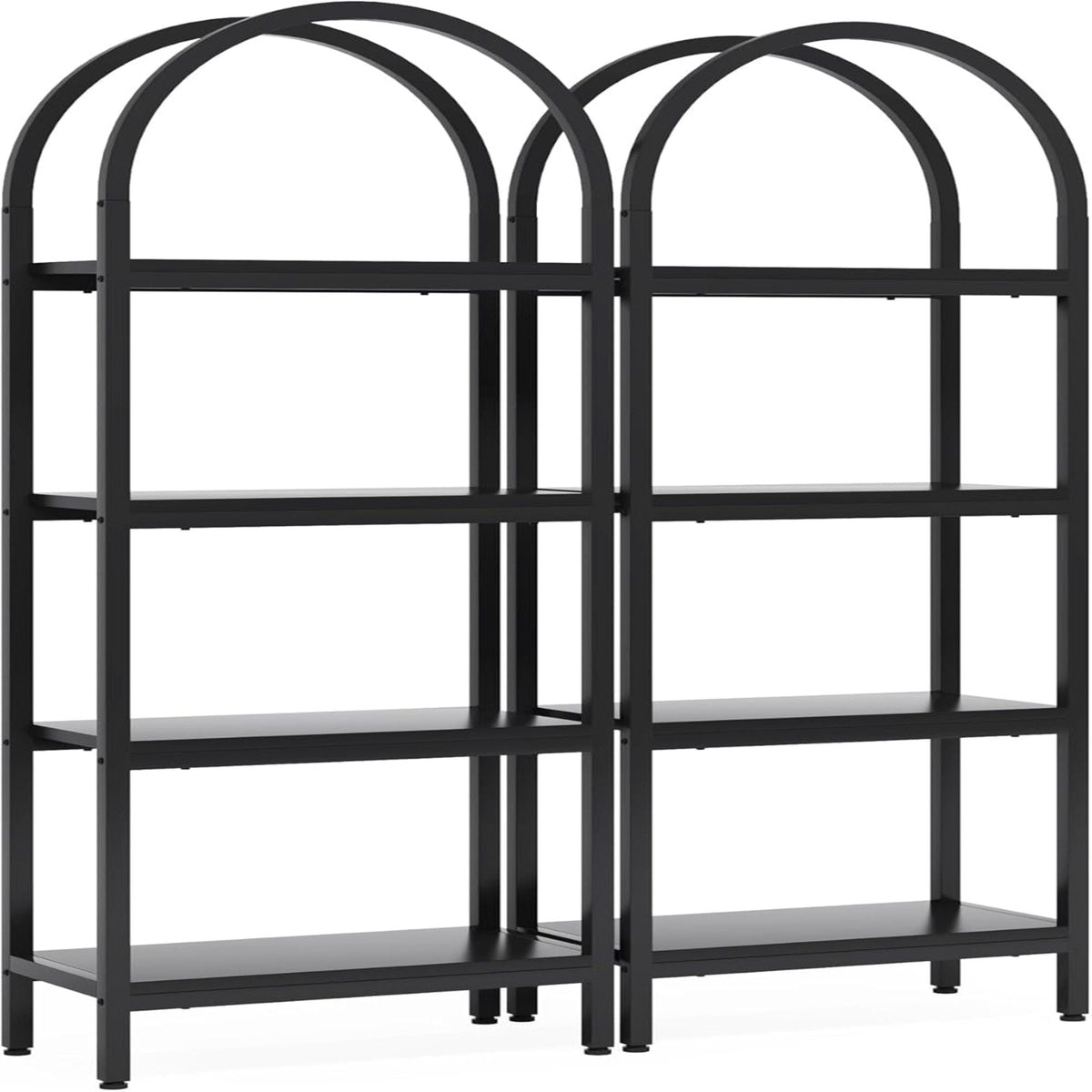 Tall 4 Tier Arched Open Bookshelf Storage Rack - Black
