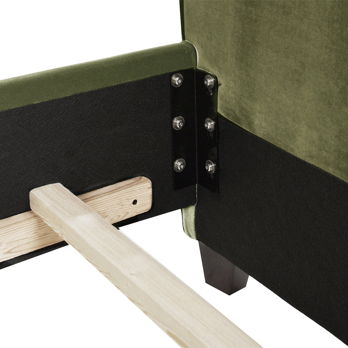 Marcella Upholstered Shelter Headboard Bed Set, Queen, Olive Green Performance Velvet