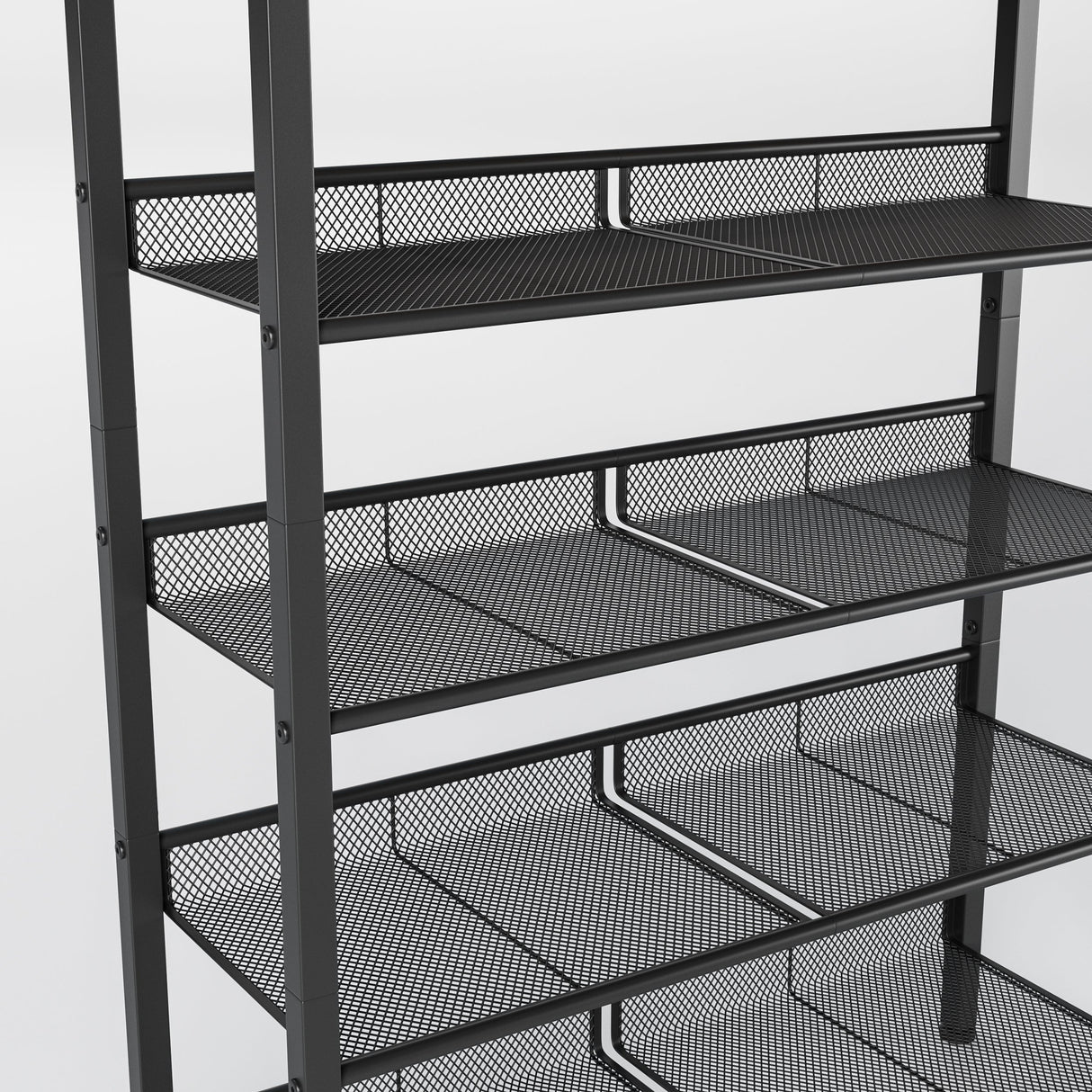Industrial Shoe Rack with 4 Mesh Shelves