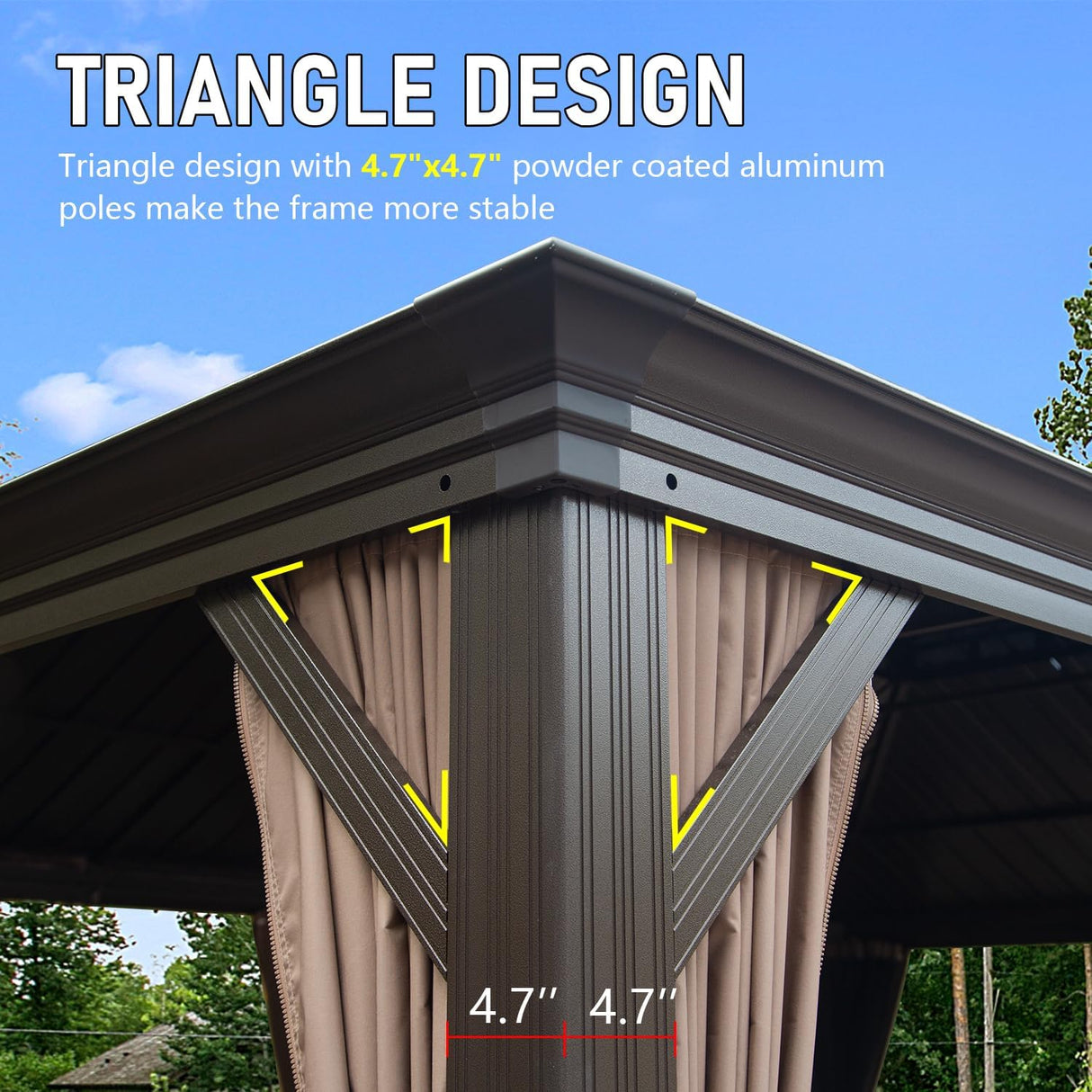 14x22FT Hardtop Gazebo with Galvanized Steel Double Roof