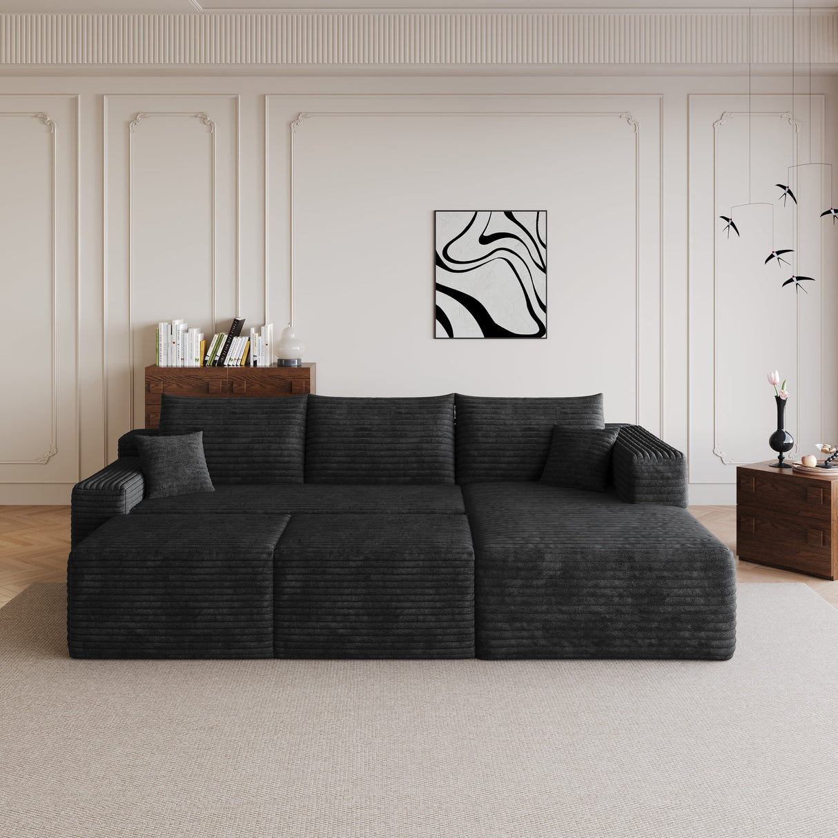 95" Cloud Sectional Sofa with 2 Ottomans