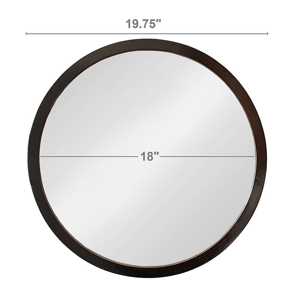 Circle Wall Mirror With Wooden Frame for Living Room