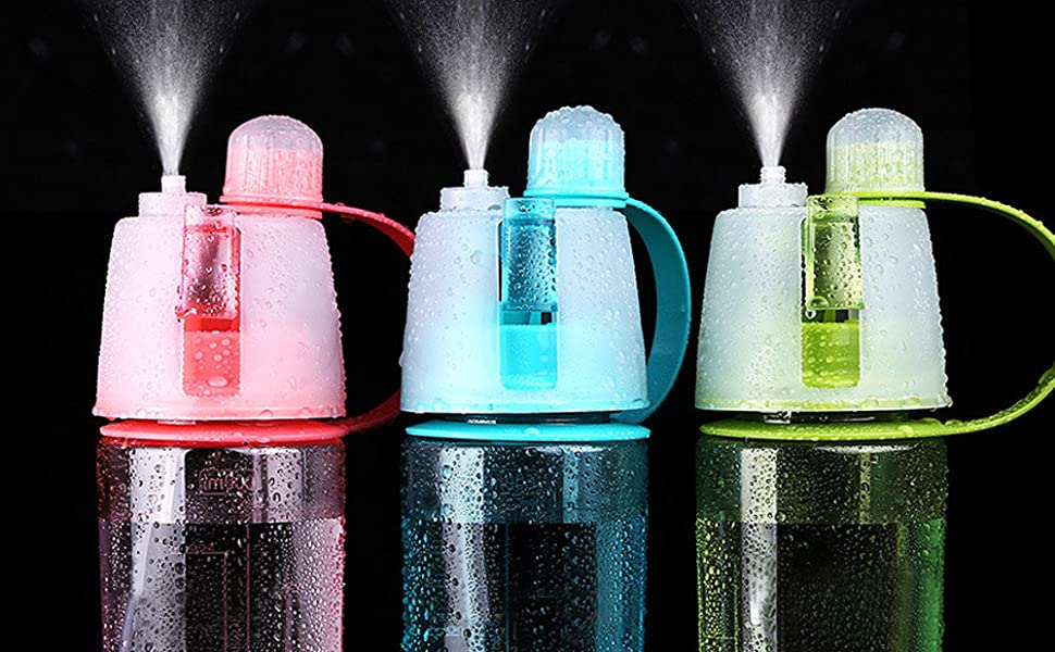 2-Pack Hydration Water Bottle with Spray Mist 600ML