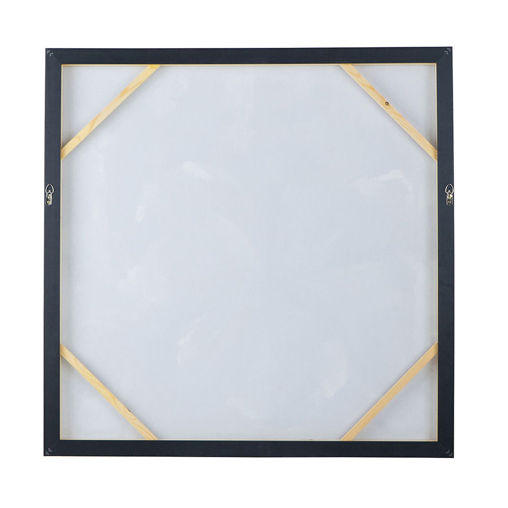 Large Modern Flower Oil Painting Square Frame Wall Art - Blue / Gray