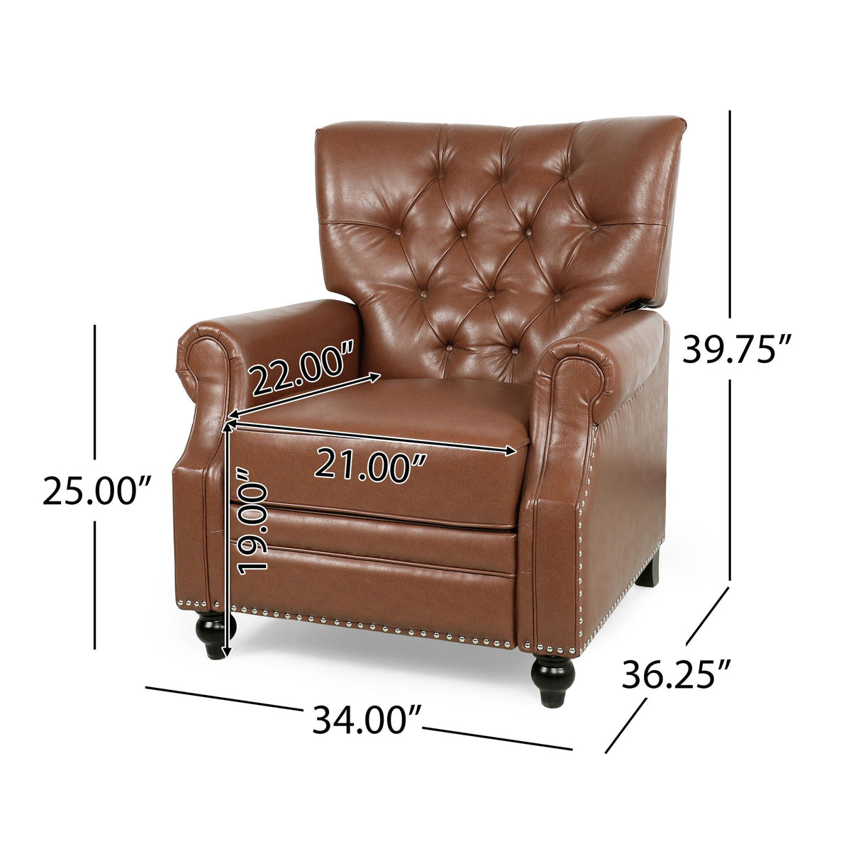 Welch Contemporary Tufted Pushback Recliner with Nailhead Trim - Beige or Light Brown