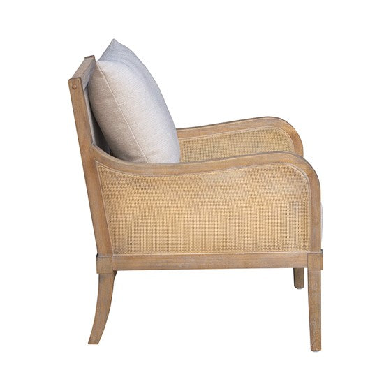 Upholstered Accent Chair with Removable Back Cushion and Curved Arms