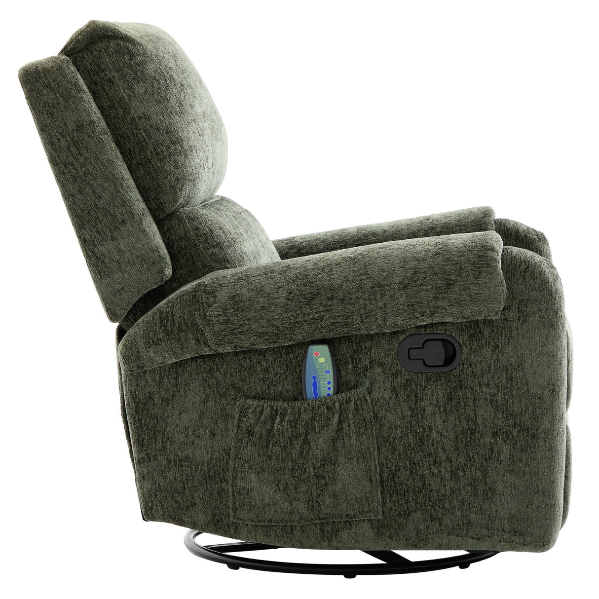 Manual Recliner Massage Chair With Swivel Rocker, 8 Massage Modes, Side Storage Pocket
