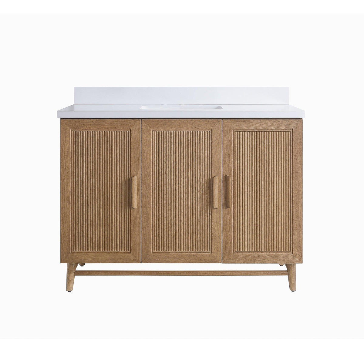 Fully Assembled 48" Freestanding Single Sink Light Coffee Bathroom Vanity