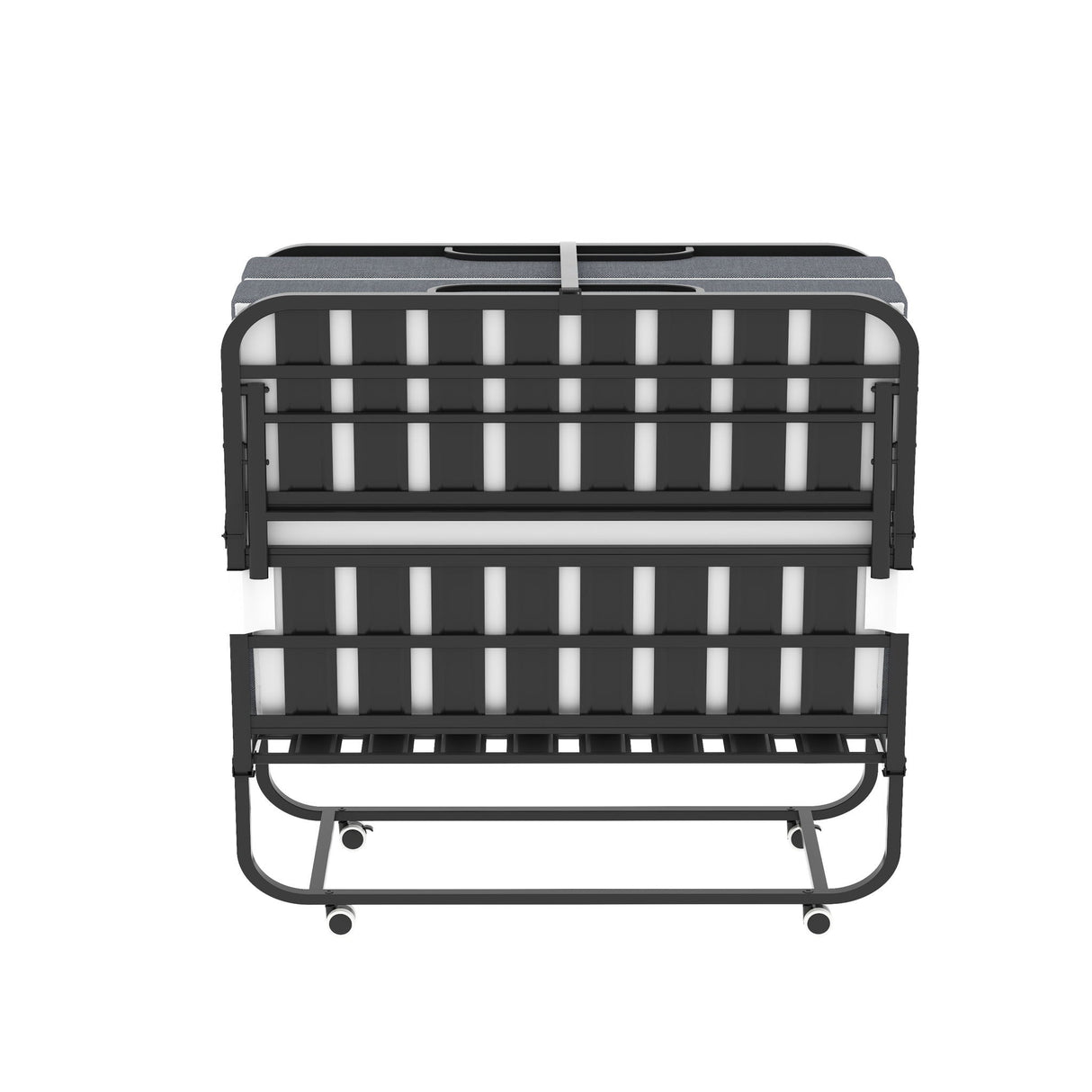 Twin Wide Folding Bed For Tall People, Extra Long & Wide Rollaway With Memory Foam, Heavy-Duty - Black