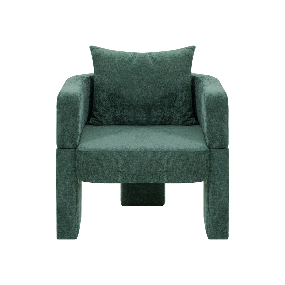 Modern 3-Leg Chenille Accent Chair with Ergonomic Arms & Removable Pillow