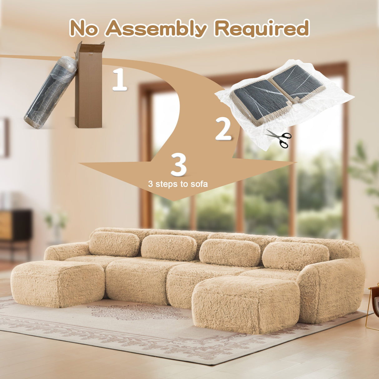 U-Shaped Boneless Sofa