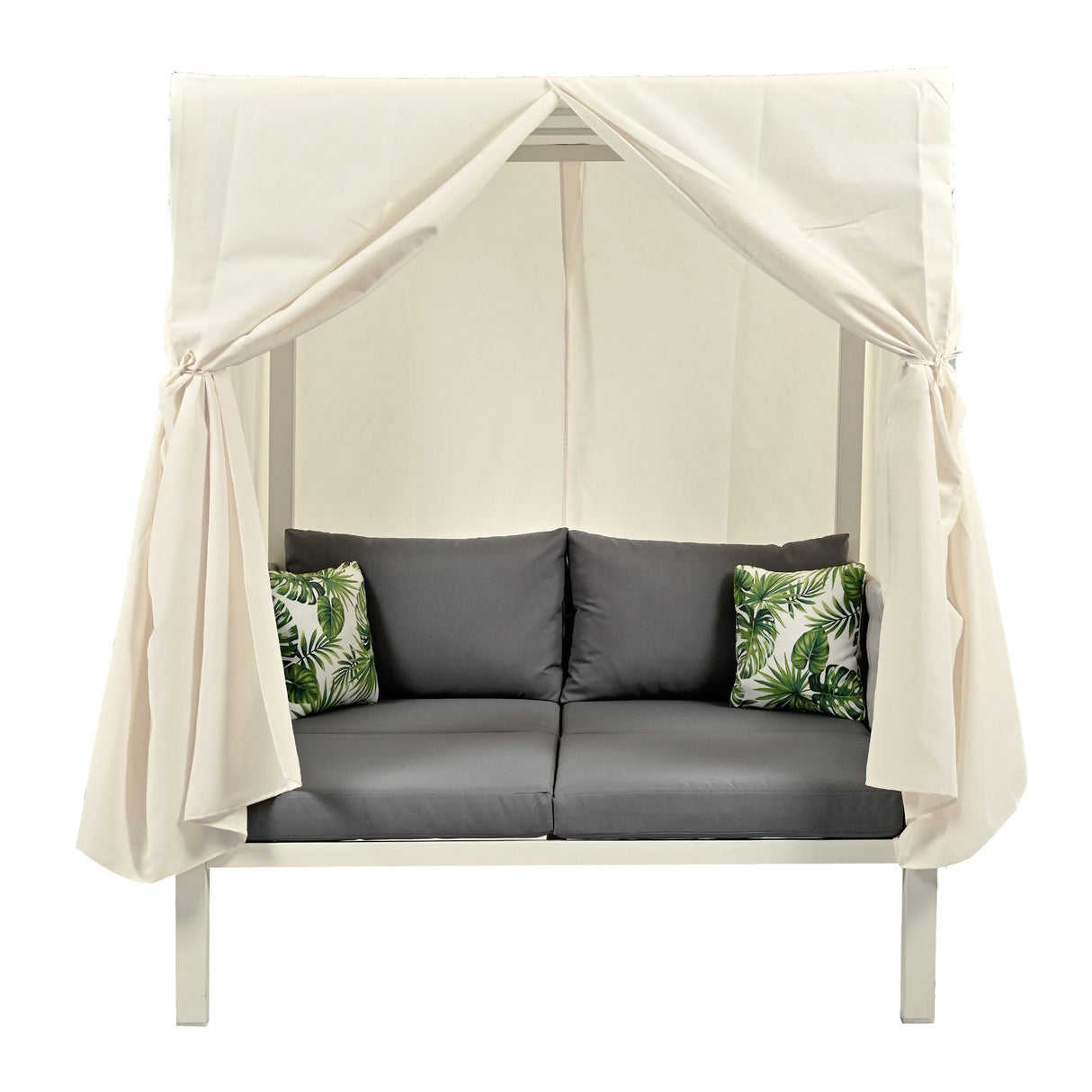U_Style Outdoor Patio Sunbed with Curtains