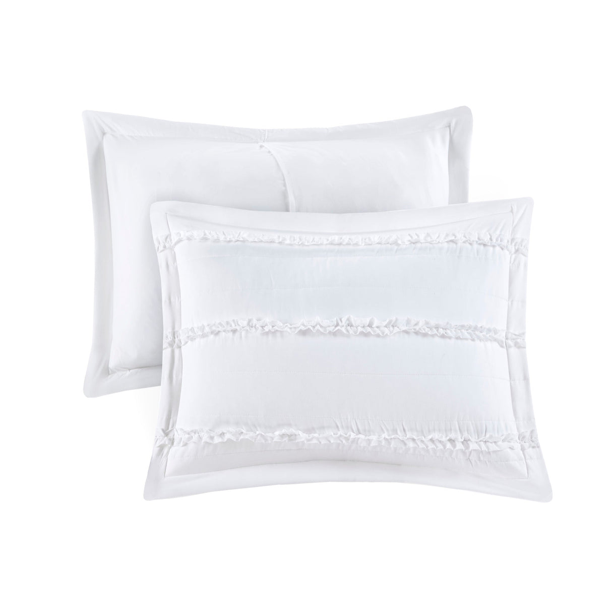 5 Piece Microfiber Ruffled Comforter Set White Cal King