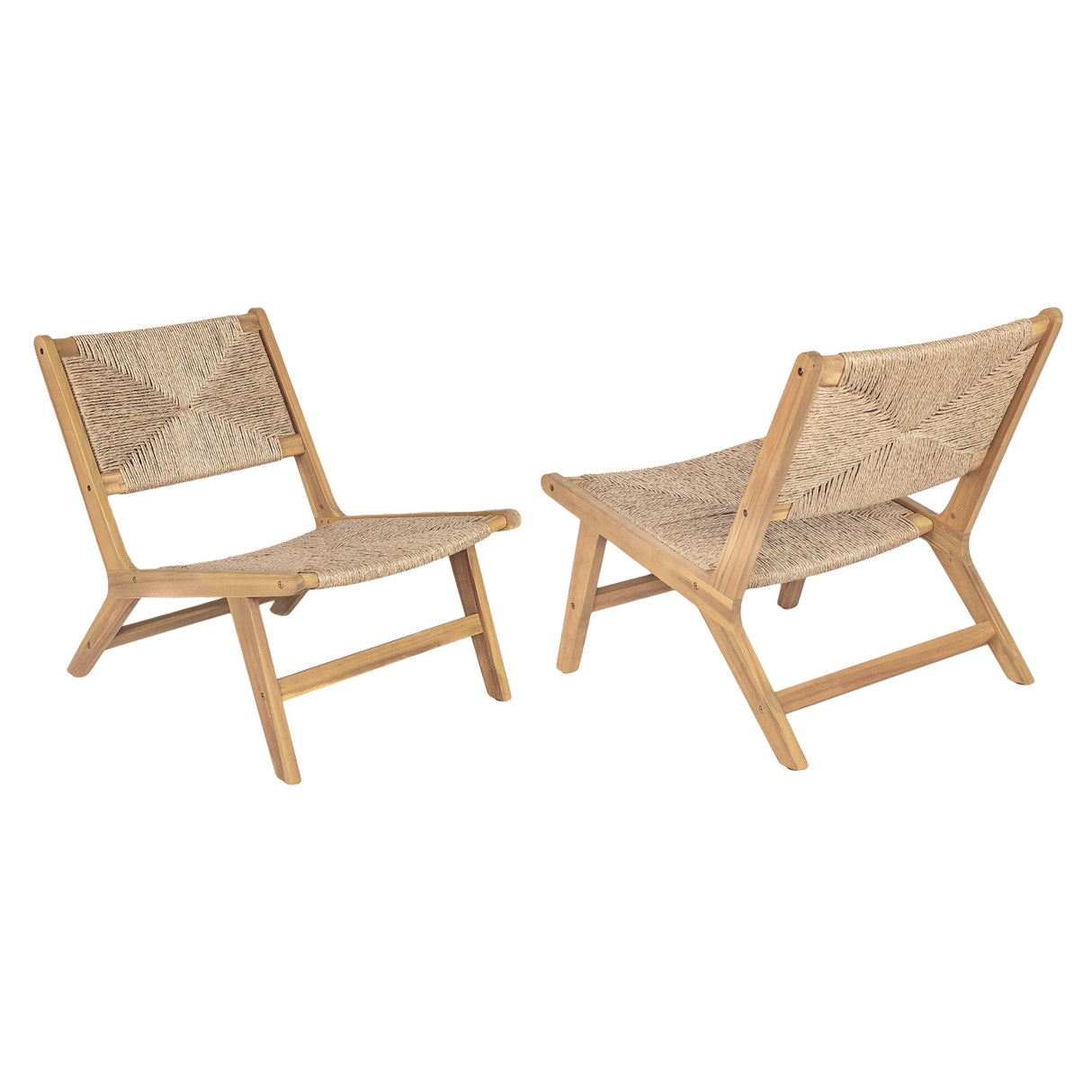 Acacia Wood Outdoor Armless Lounge Chair - Light Teak