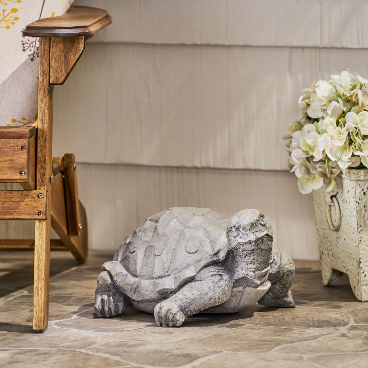 Turtle Decor Outdoor Turtle Statue in Dark Gray