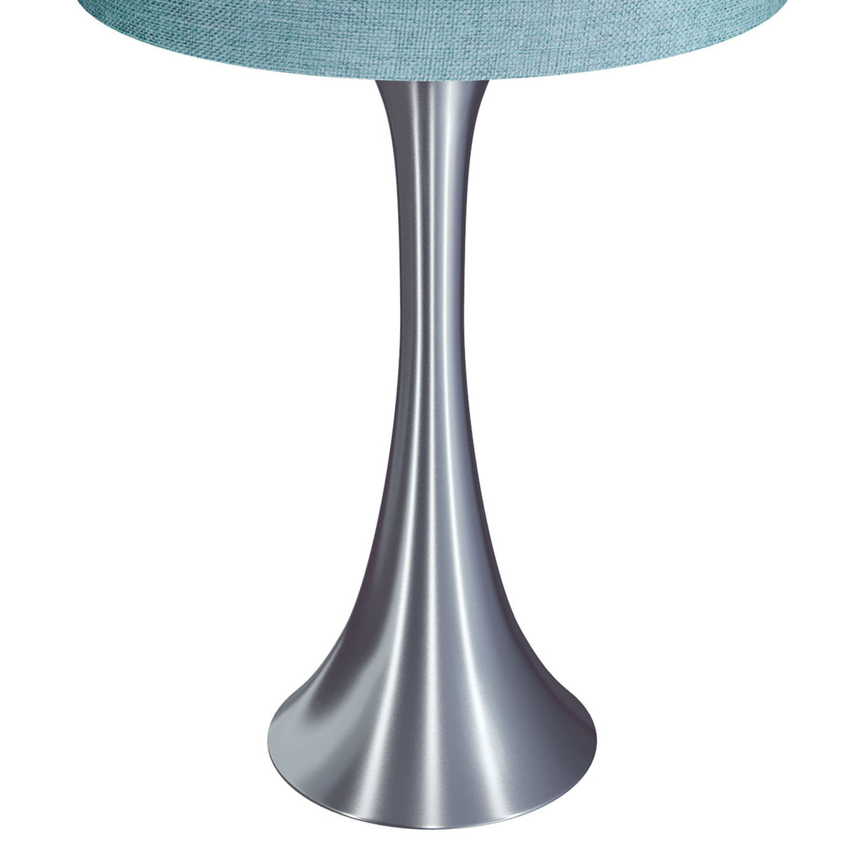 Lenuxe 24" Contemporary Metal Table Lamp Set in Brushed Nickel with Turquoise Shade - Set of 2