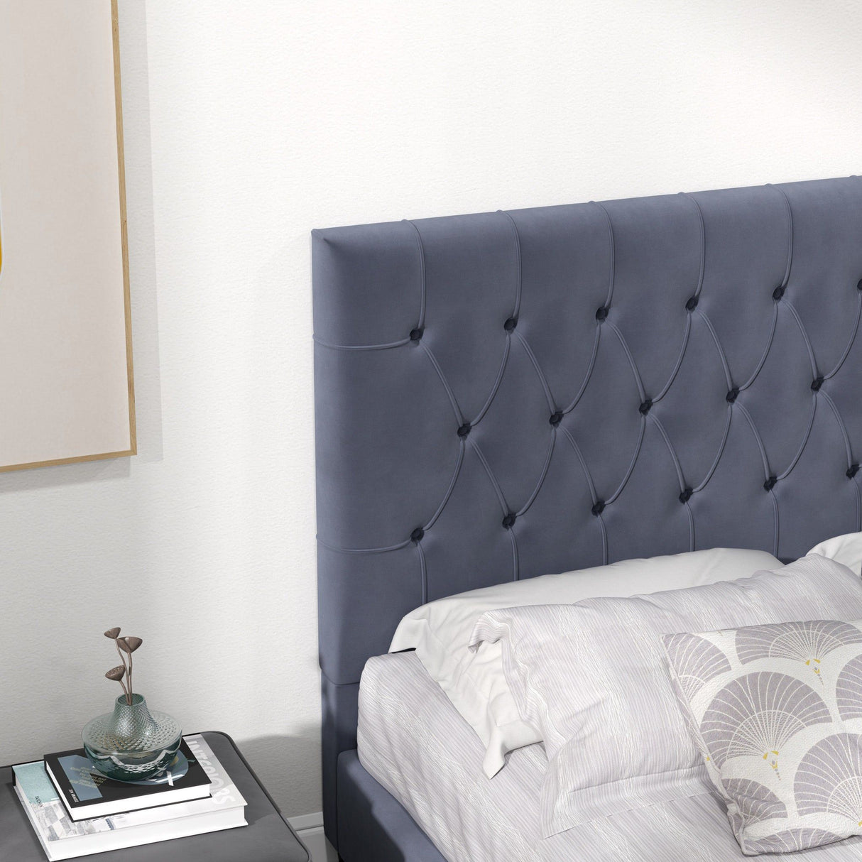 Donald - Mid-Century Modern Upholstered Platform Bed