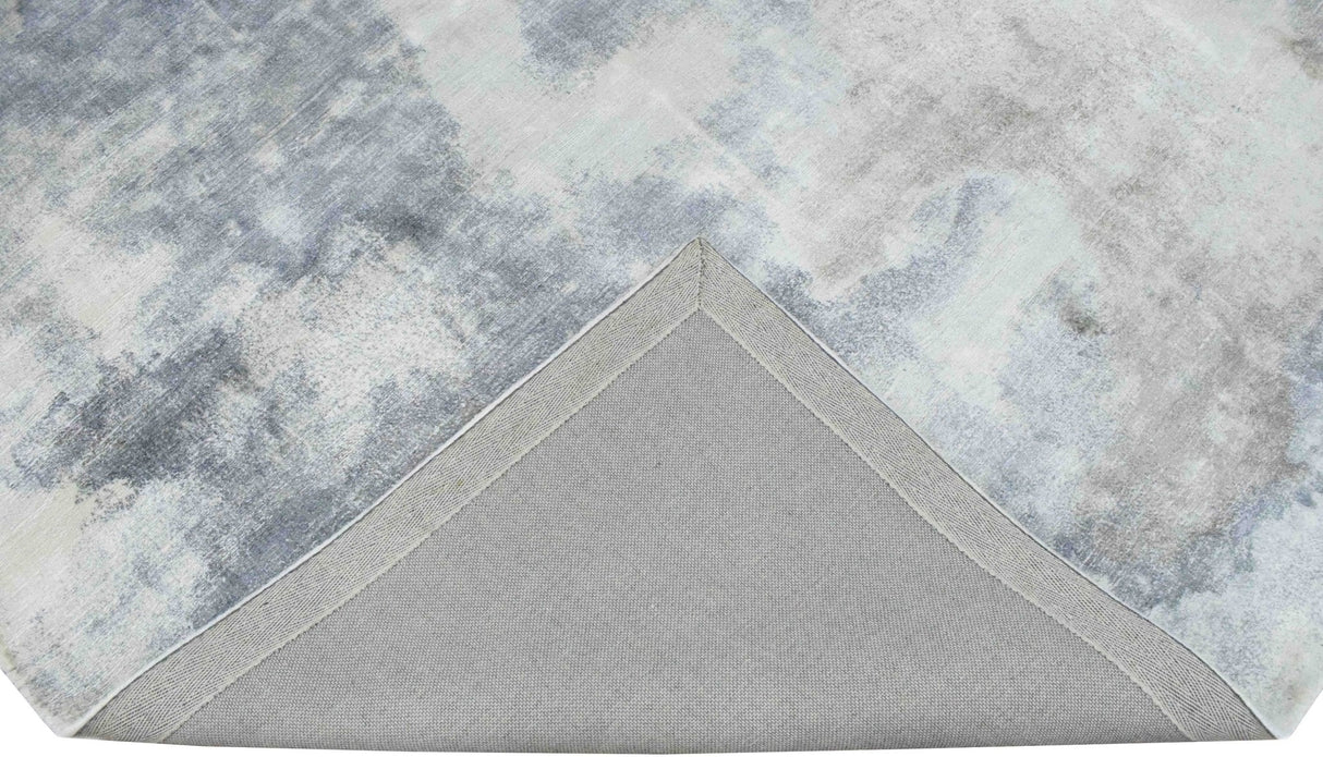 Hand Loom 5x8 Modern Abstract Ivory and Gray Viscose Rug