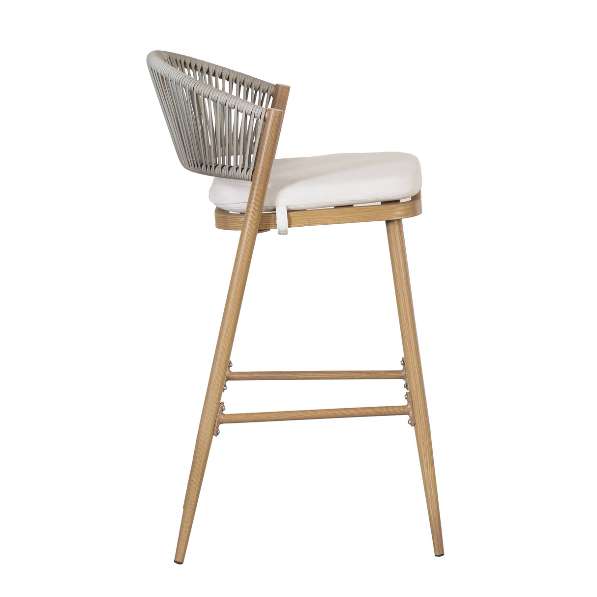 Outdoor 30.25' Bar Height Aluminum Frame Counter Stools with Scallop-shaped Backrest & Water-resistant CushionsSet of 2Maple Finish