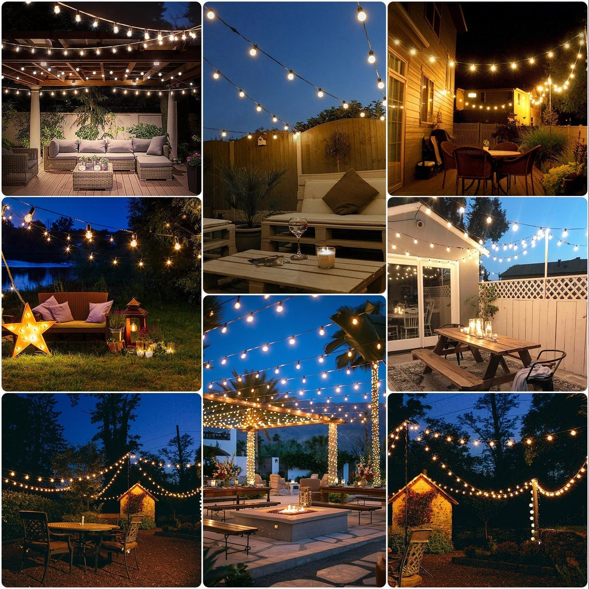 197FT LED Outdoor String Lights with 100 Shatterproof Bulbs