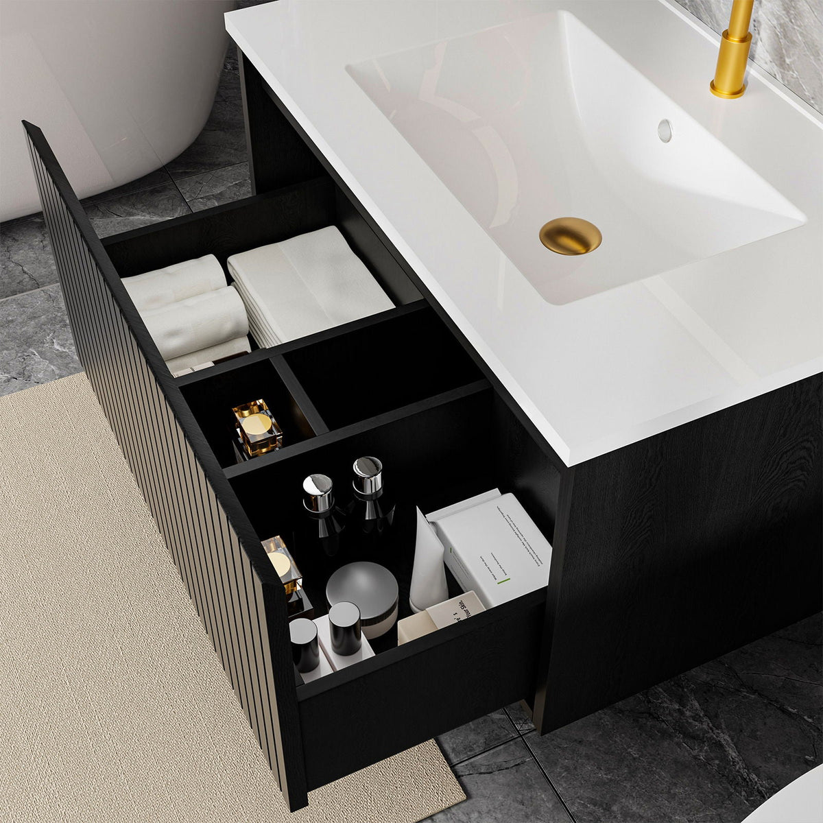 Wall Mounted Floating Bathroom Vanity With Sink And Drawers