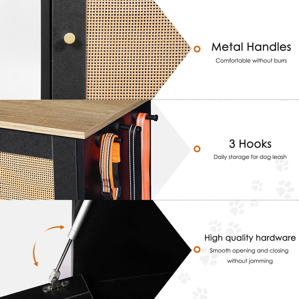 Feeding Station with 2 Lockers and Elevated Bowls Black